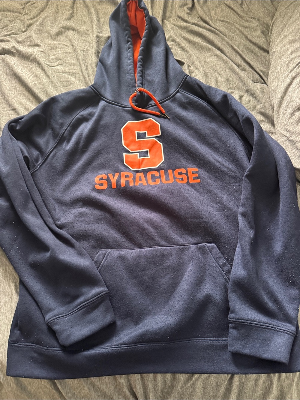 Colosseum Navy and Orange Syracuse Crewneck Hoodie